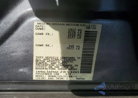 2016 Nissan Altima 2.5 from USA, damaged, VIN 1N4AL3APXGC285300